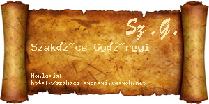Szakács Györgyi névjegykártya
